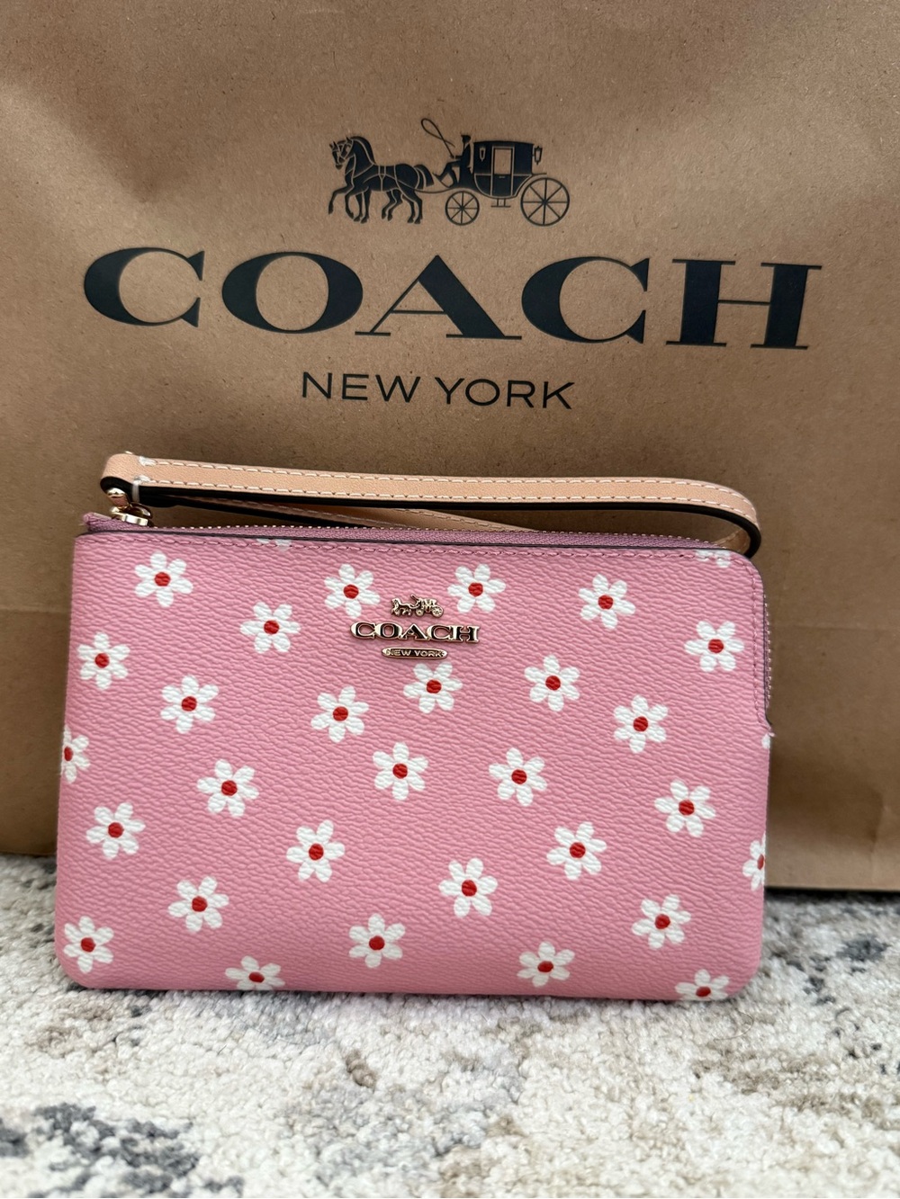 Coach Pink Wristlet with Gold Logo - Picture 5 of 10